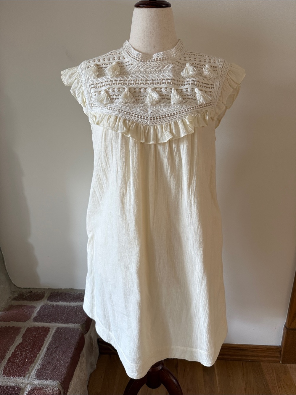 Sea New York Cream Crochet Tassel Ruffle Mini Dress - Picture 4 of 11
